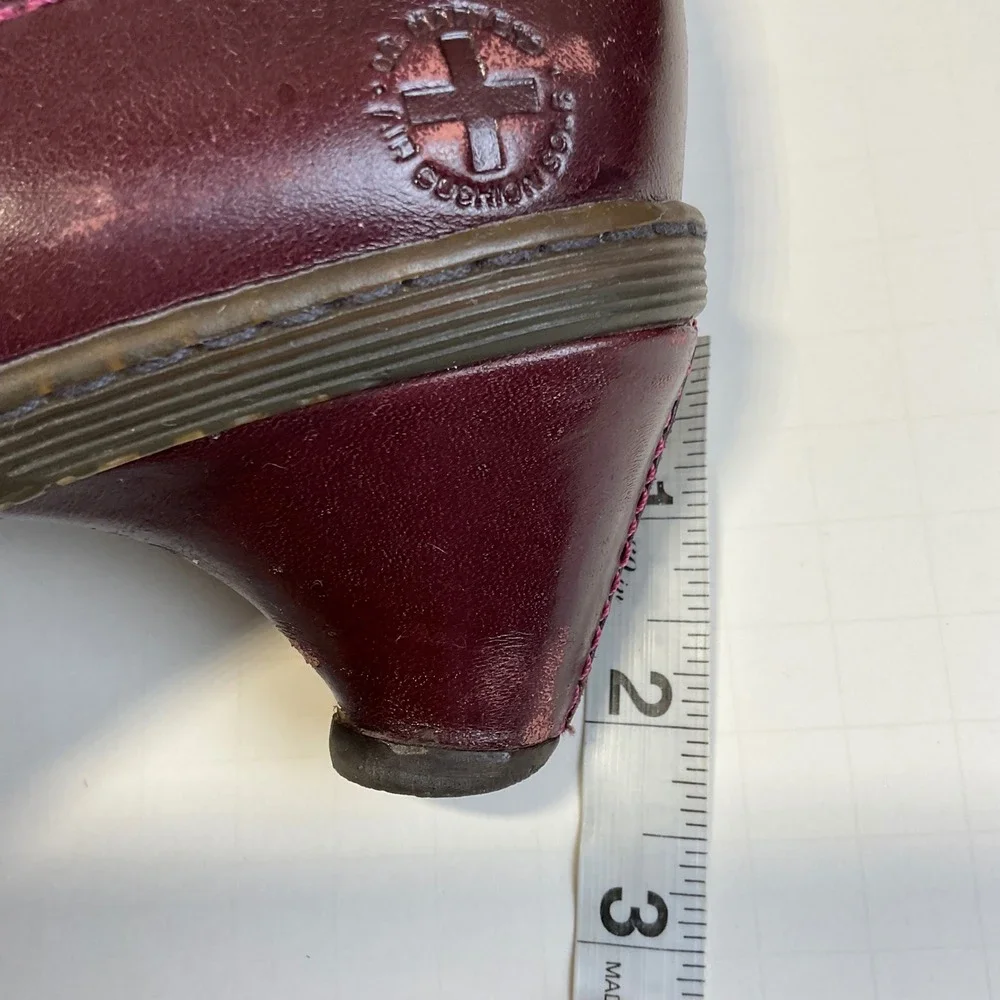 Dr. Martens Jenna Dia Burgundy Leather Button Ankle Boots Womens Size 7